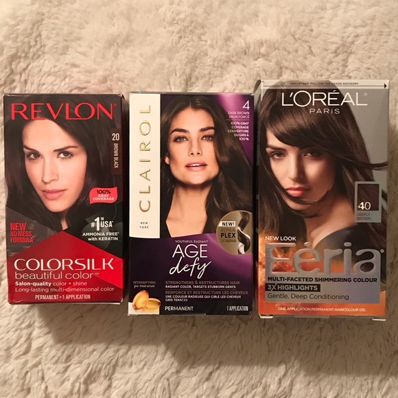 Comparison of hair dye bottles for dark brown hair
